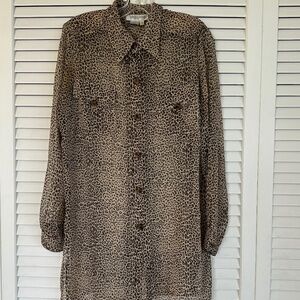 (NWOT)  VERA CRISTINA SILK SHEER SHIRT DRESS, SIZE: MEDIUM, BUTTON DOWN FRONT